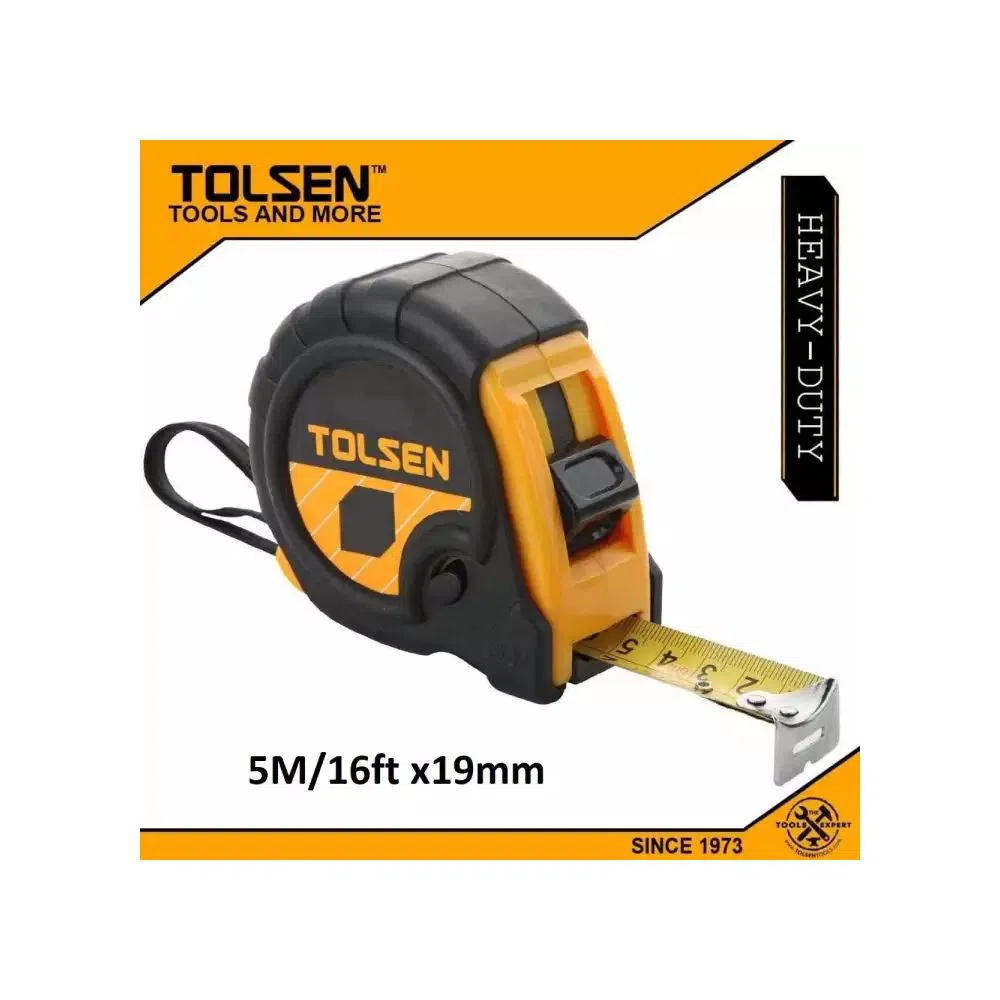 TOLSEN Measuring Tape (5M/16ft x19mm) Metric And Inch Blade PVC Cover 35003