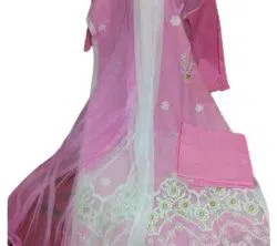 Unstitched China Embroidery Three Piece Pink Color
