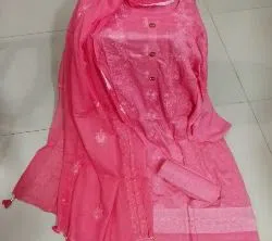 Unstitched Cotton Salwar kameez for women-Pink 