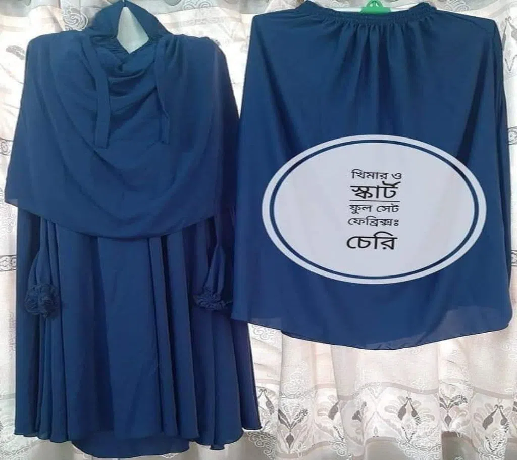  Khimar and Skirt Set 3-blue 