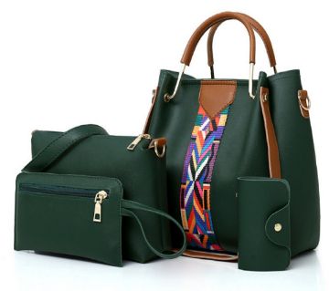 New Fashion PU Leather Handbag 4pcs Sets Bags Solid Totes Designer Lady Women Shoulder Bag