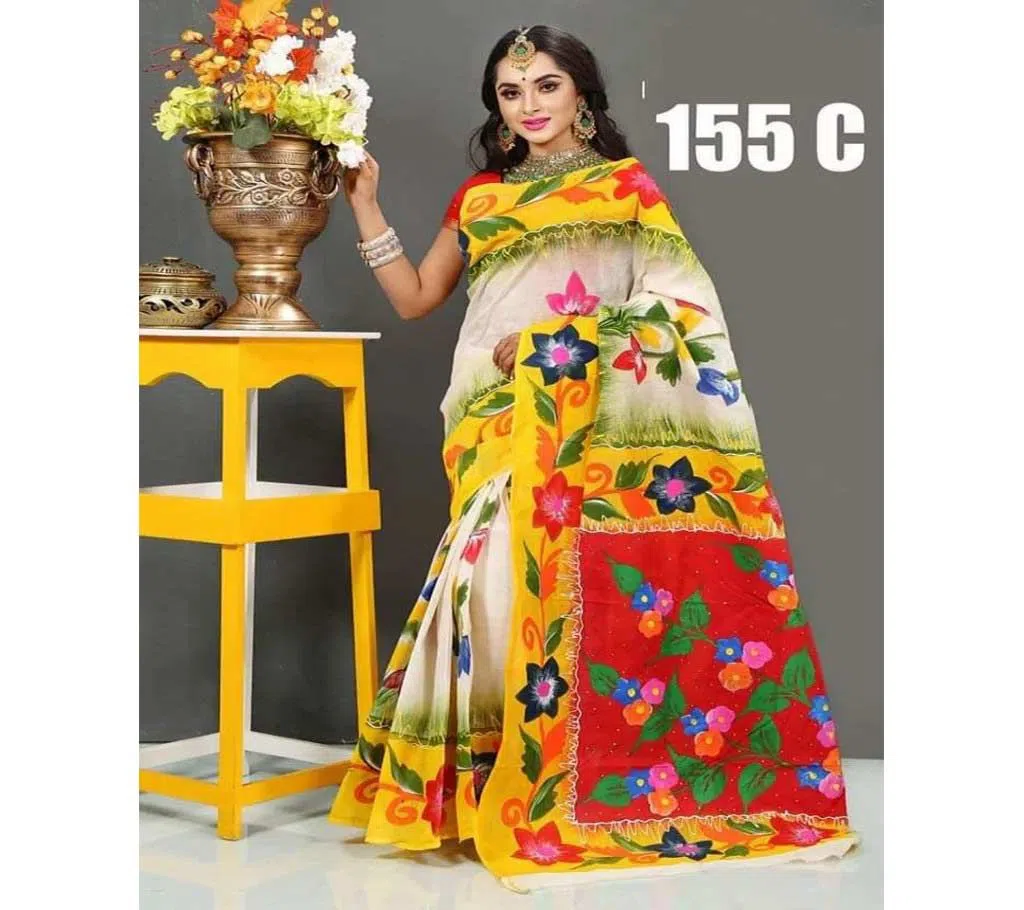 Pure Cotton Saree with Hand Paint