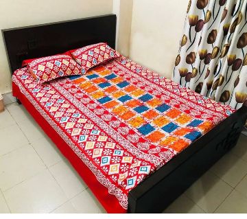 Double Size Cotton Bed Sheet With 2 Piece Matching Cover