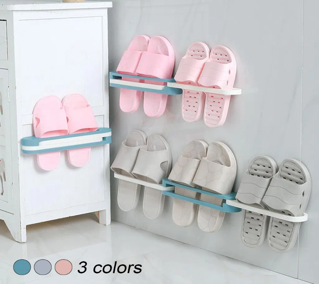 3 in 1 Foldable Slippers Holder Wall Mounted Hanging Shoes Storage Rack Organizer