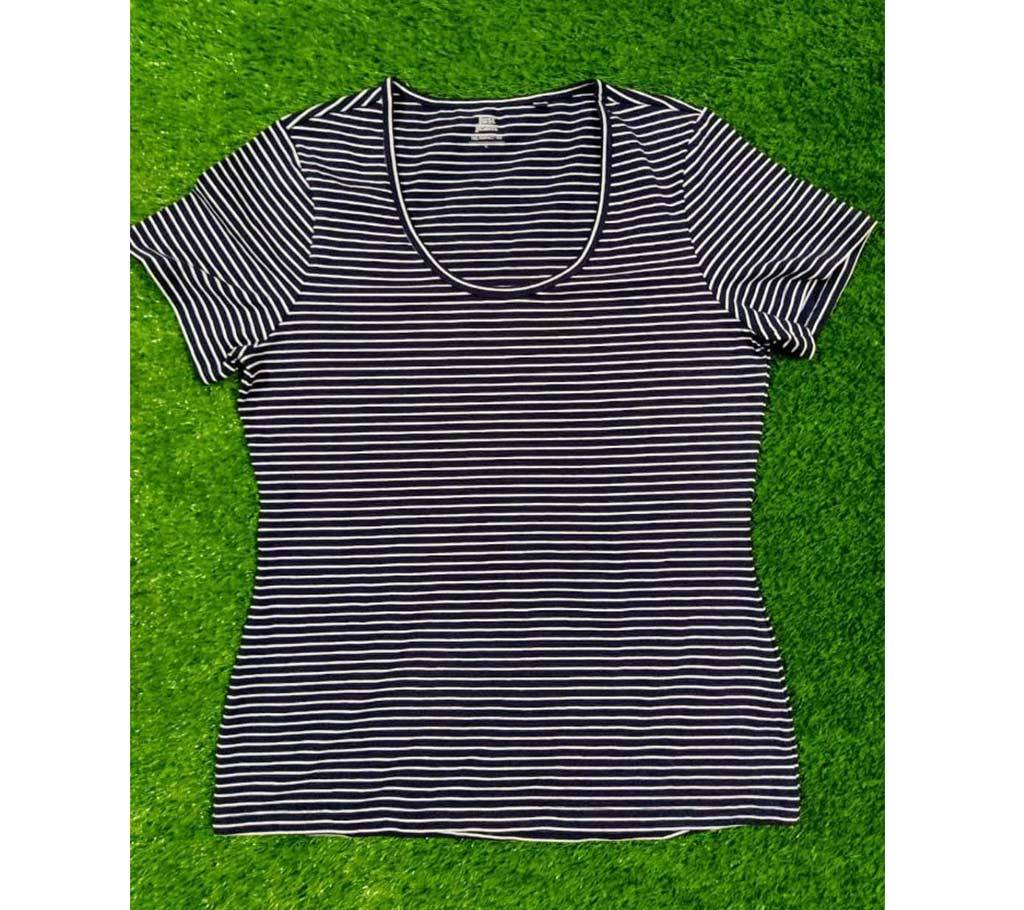 উইমেনস টি-শার্ট black white striped বাংলাদেশ - 1184765