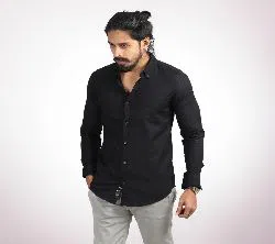  Black Color Long Sleeve Casual Shirt For Men