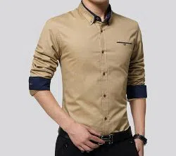  Brown Color Long Sleeve Casual Shirt for Men