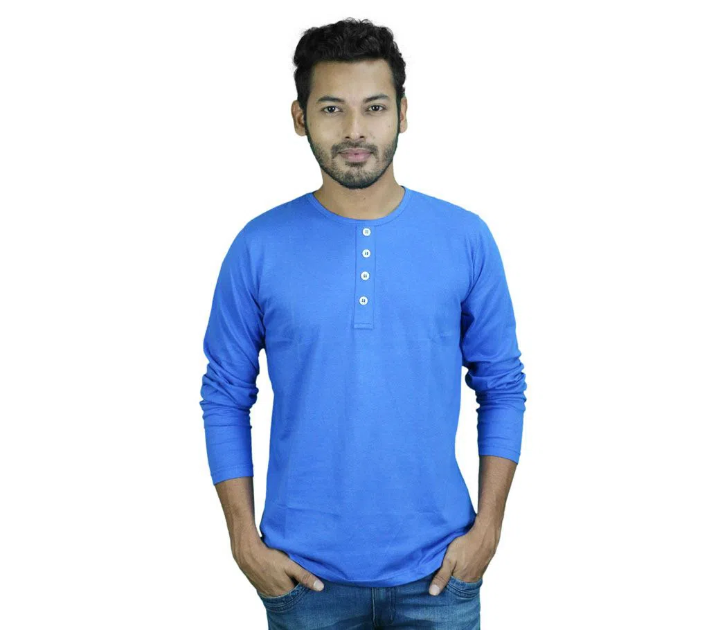 Long Sleeve T-Shirt with Button for Men