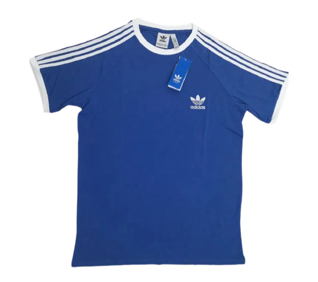 Blue Cotton Polo Shirt For Men