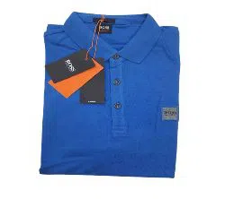 Blue Cotton Polo Shirt For Men 