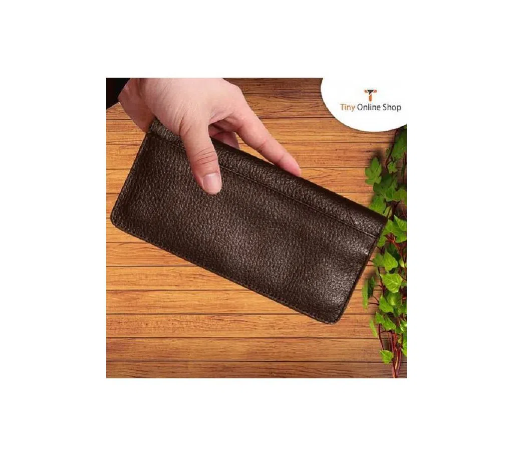 Mens Long Leather Wallet-brown 