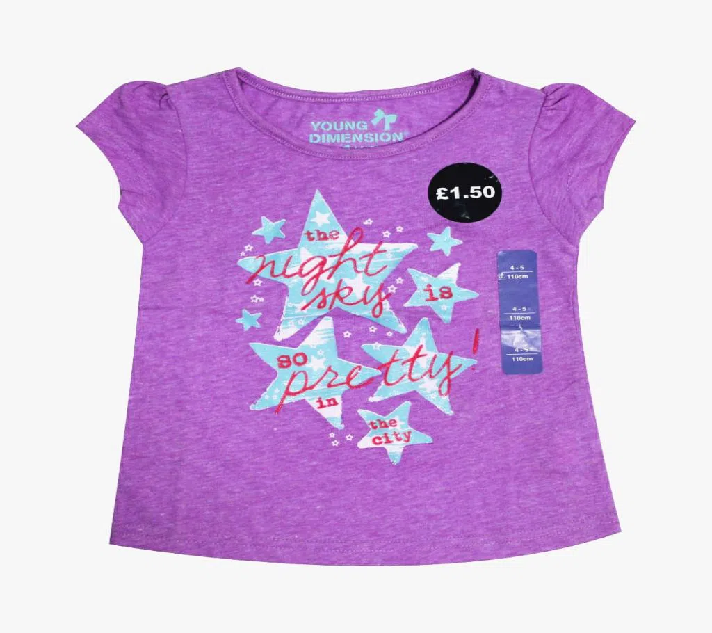 Girls Glitter Print Short T-Shirt