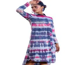 cotton tie dye kurti blue