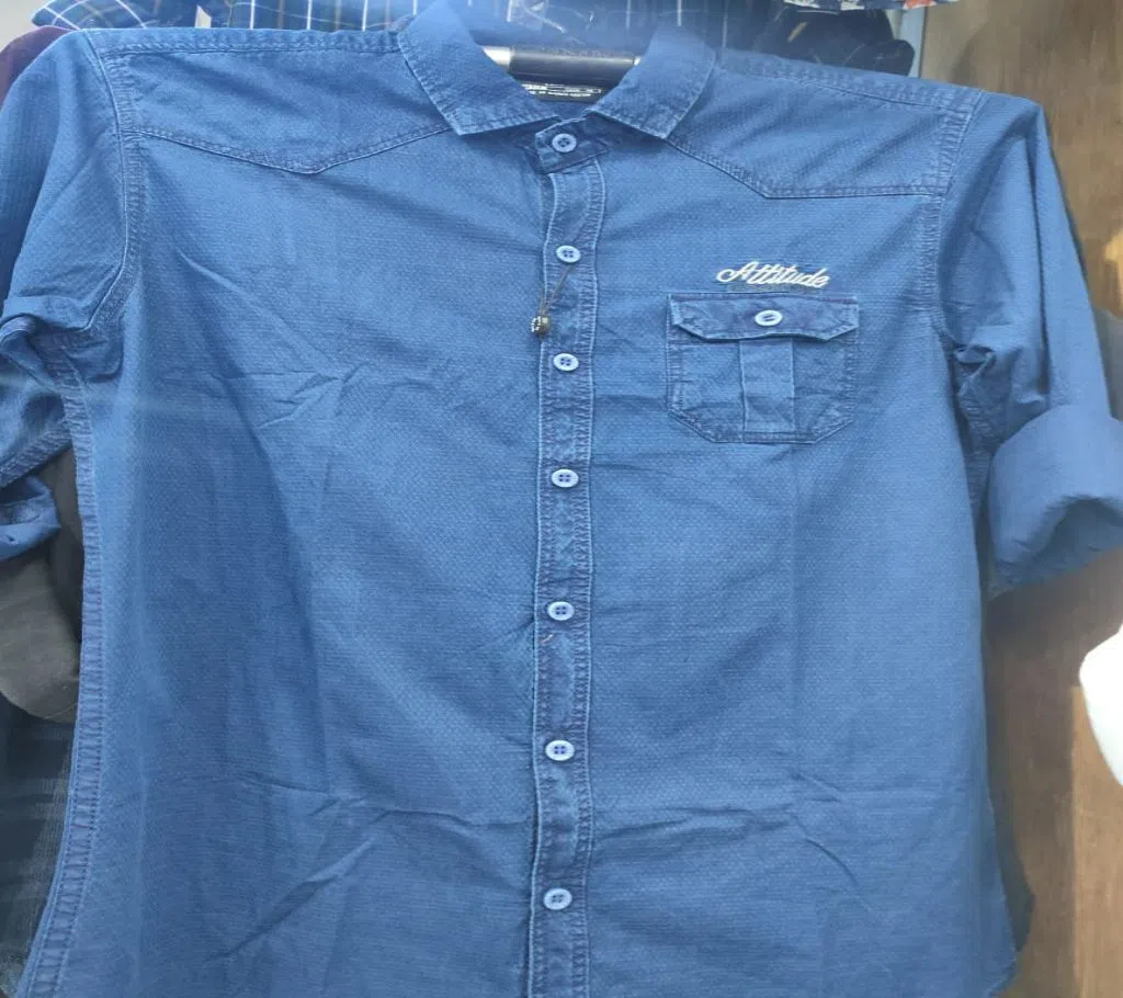 full sleeve casual shirt for men -blue 