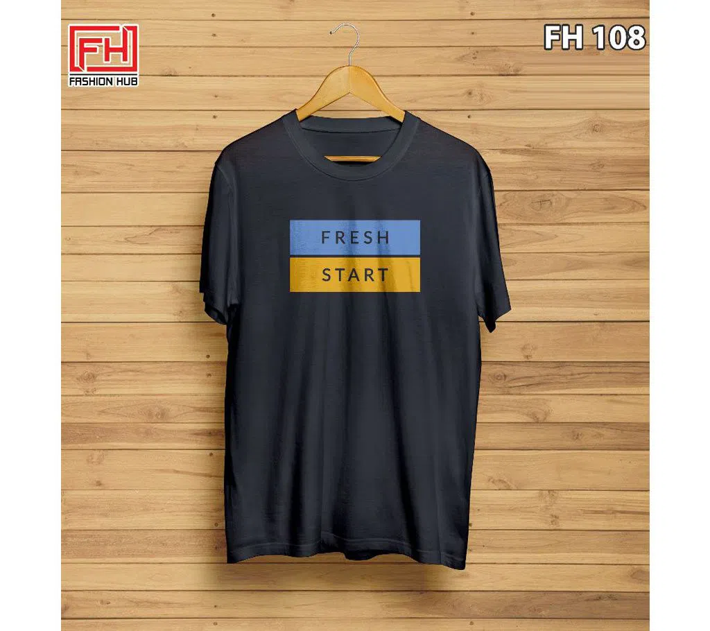 FH108-Fresh-Start Mens Half Sleeve T-Shirt - Black