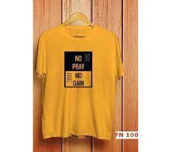 No Pray No Gain Yellow Mens Half Sleeve T-Shirt