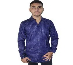 full sleeve cotton casual shirt for men blue