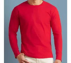 Red Solid Color Full Sleeve T-Shirt