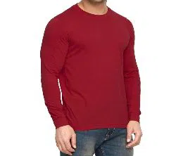 Dark Red Solid Color Full Sleeve T-Shirt
