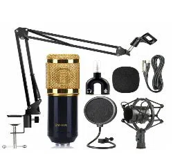 BM 800 Condenser Microphone, BM800, 800fx, XLR to 3.5mm Audio Cable, POP Filter, Anti Wind Foam, Shock Mount, Flexible Stand, Clip