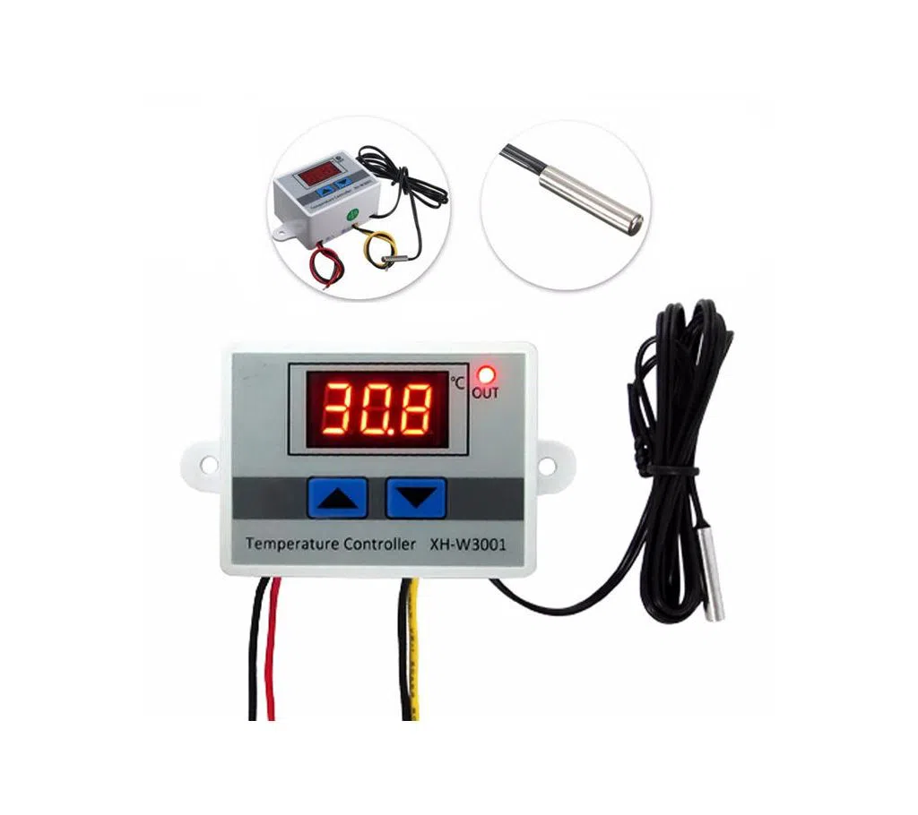 Temperature Controller, XH-W 3001 , 220V, 10A, Digital LED,Thermostat Control Switch Probe XHW 3001