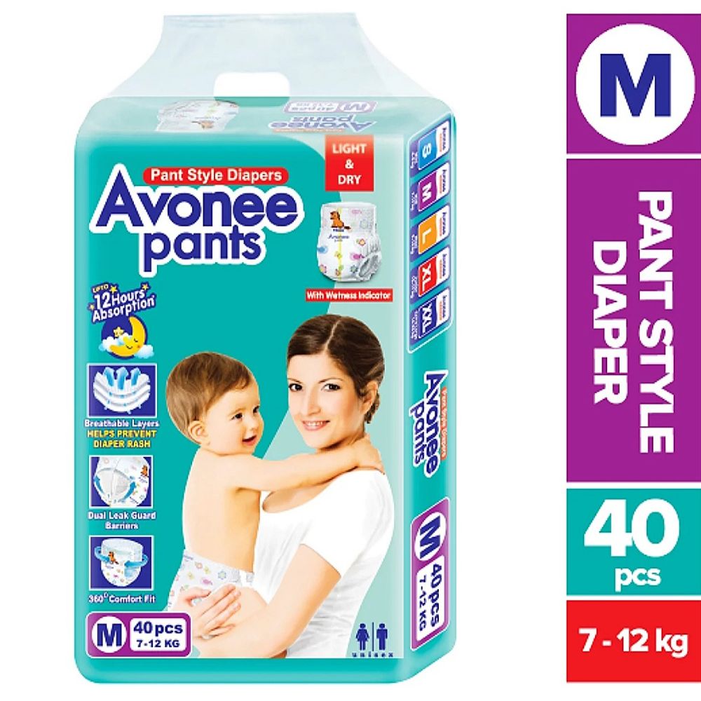 Avonee Baby Pant Style Diaper Medium M (7 - 12 Kg) 40 Pcs