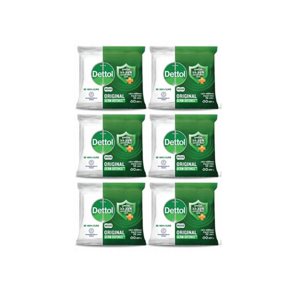 6 Pcs Original Dettol Mini Soap 30gm Bathing Bar, Soap with protection from 100 illness-causing germs