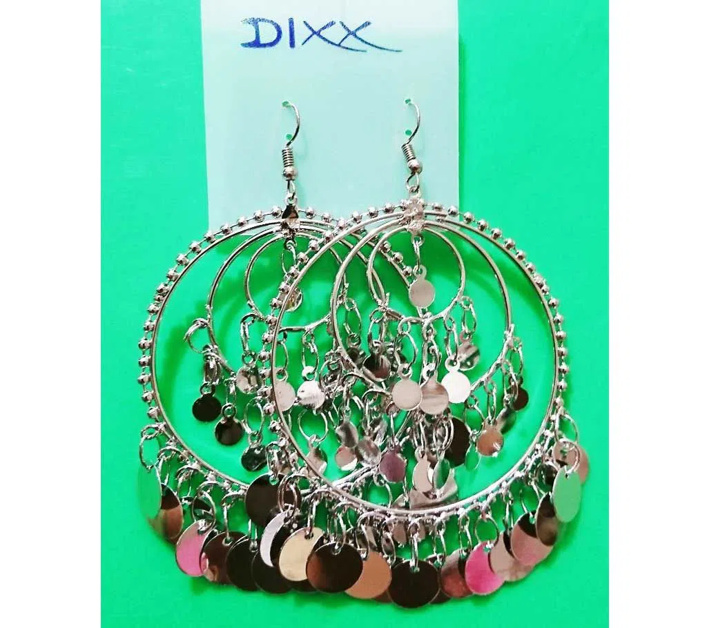 Silver Metal Circle Ear Rings for Women and Girls