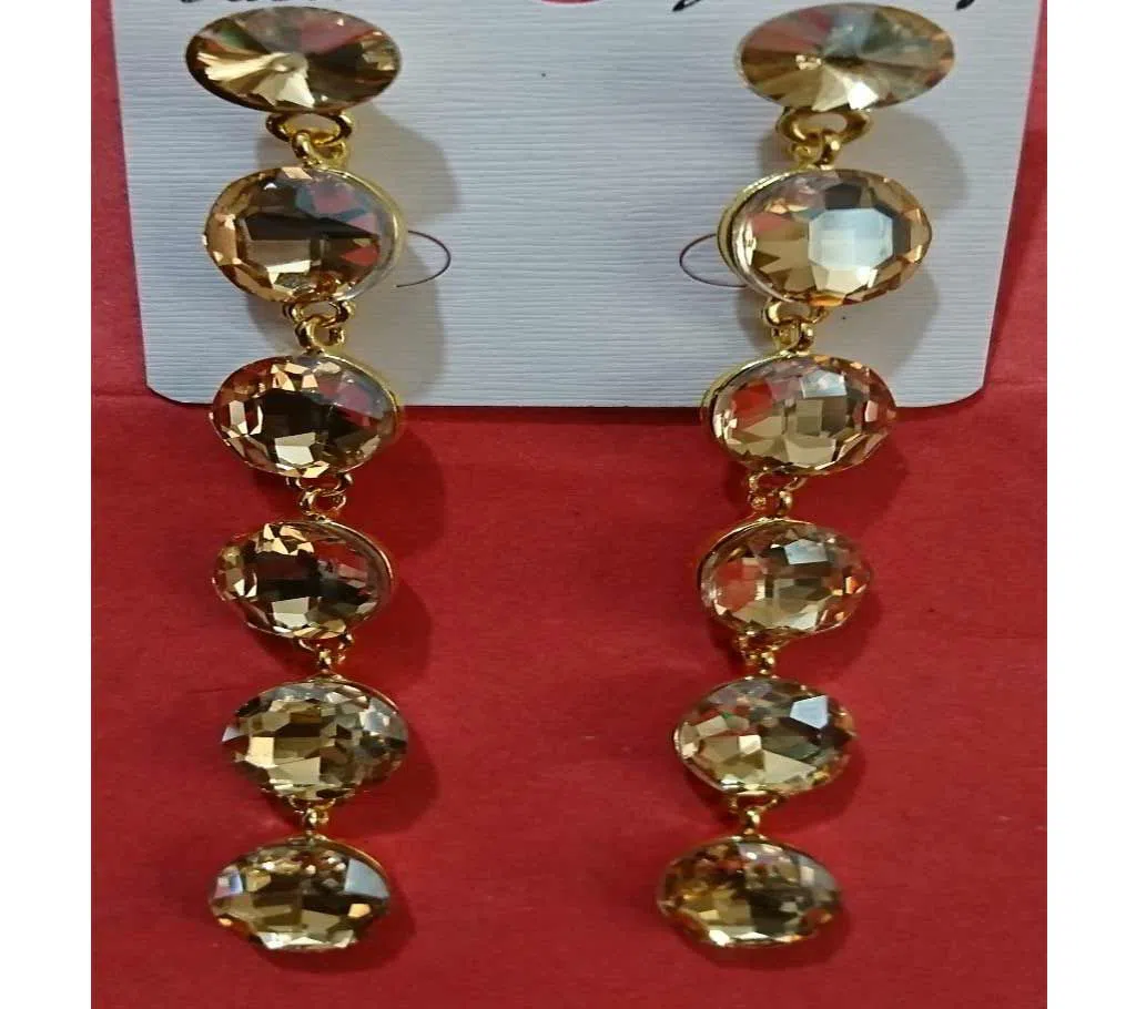 Golden Crystal Stones Drop Earrings for Women and Girls