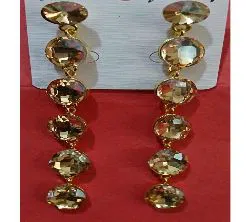 Golden Crystal Stones Drop Earrings for Women and Girls
