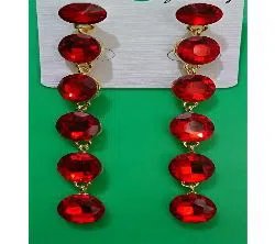 Red Crystal Stones Drop Earrings for Women and Girls