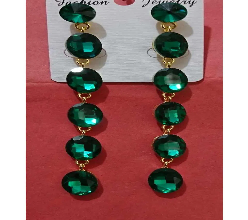 Green Crystal Stones Drop Earrings for Women and Girls