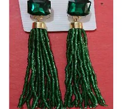 Green Crystal Stones and Beads Earrings for Women and Girls