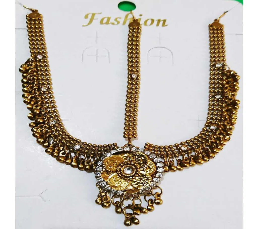 Golden Antique Metal Taira with Crystal Stones for Women and Girls