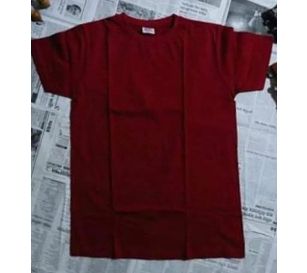 solid color half sleeve cotton tshirt   maroon