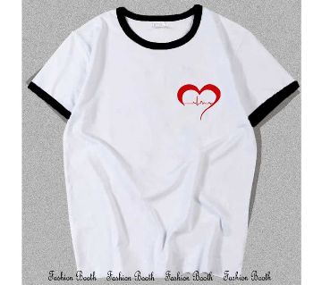 Love Heart White Short Sleeve Casual T-Shirt for men-SM928902