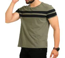 Black Stripe Half Sleeve T Shirt For Men 