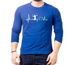 Blue Badminton lover cotton Full Sleeve T-shirt for man