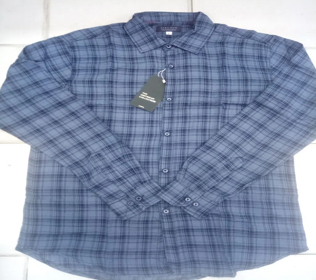 full sleeve casual cotton shirt for men check blue 
