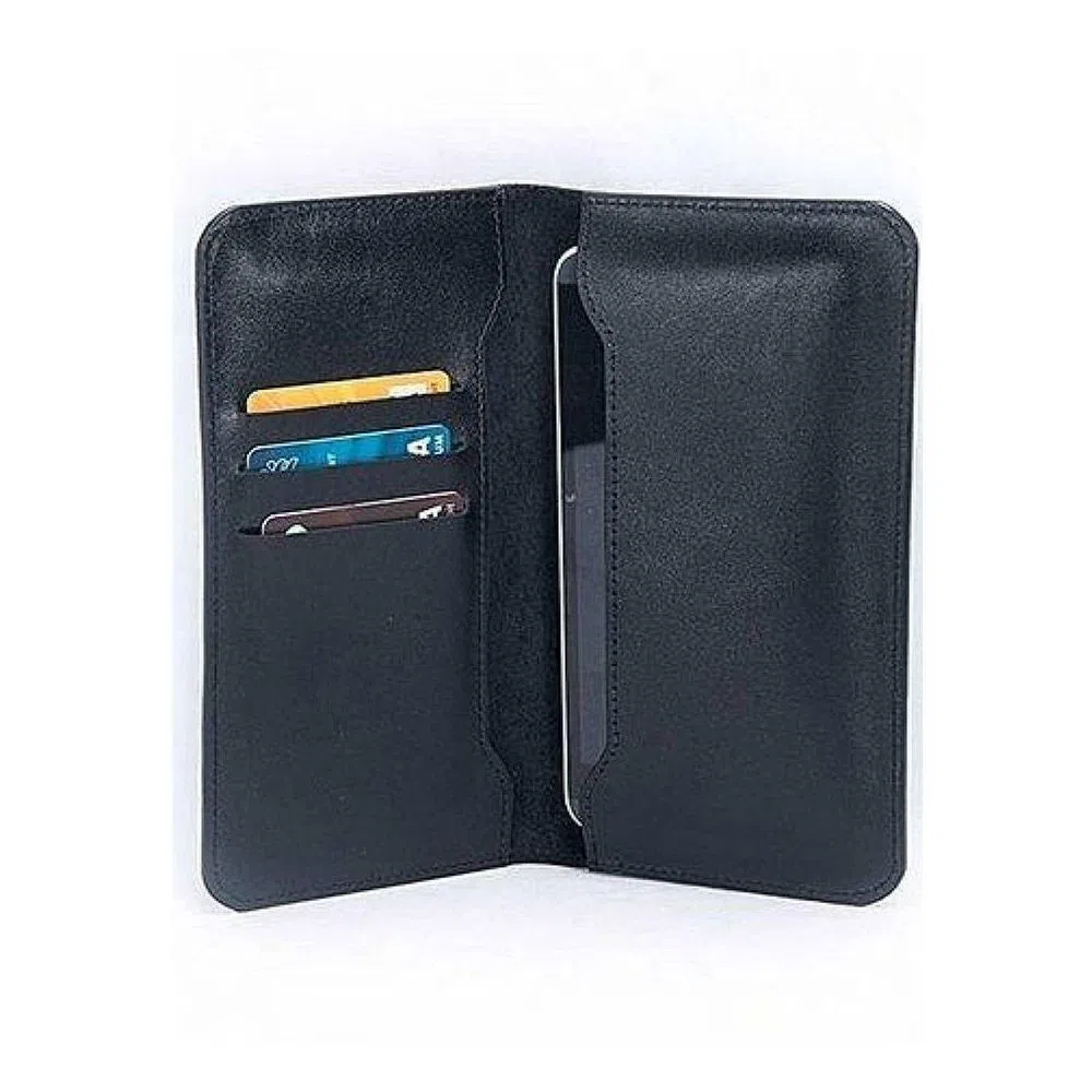 Black Leather Wallet with Mobile Cover 