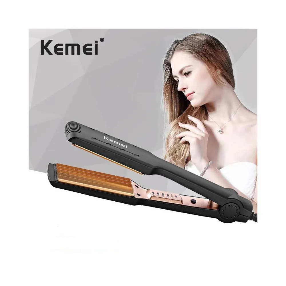 Kemei km-472 - Professional Hair Crimper wide plate instant heating - Black
