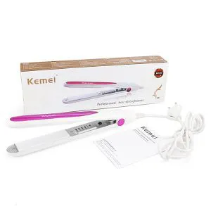 KEMEI KM-532 Professional Hair Straightener -White & Pink