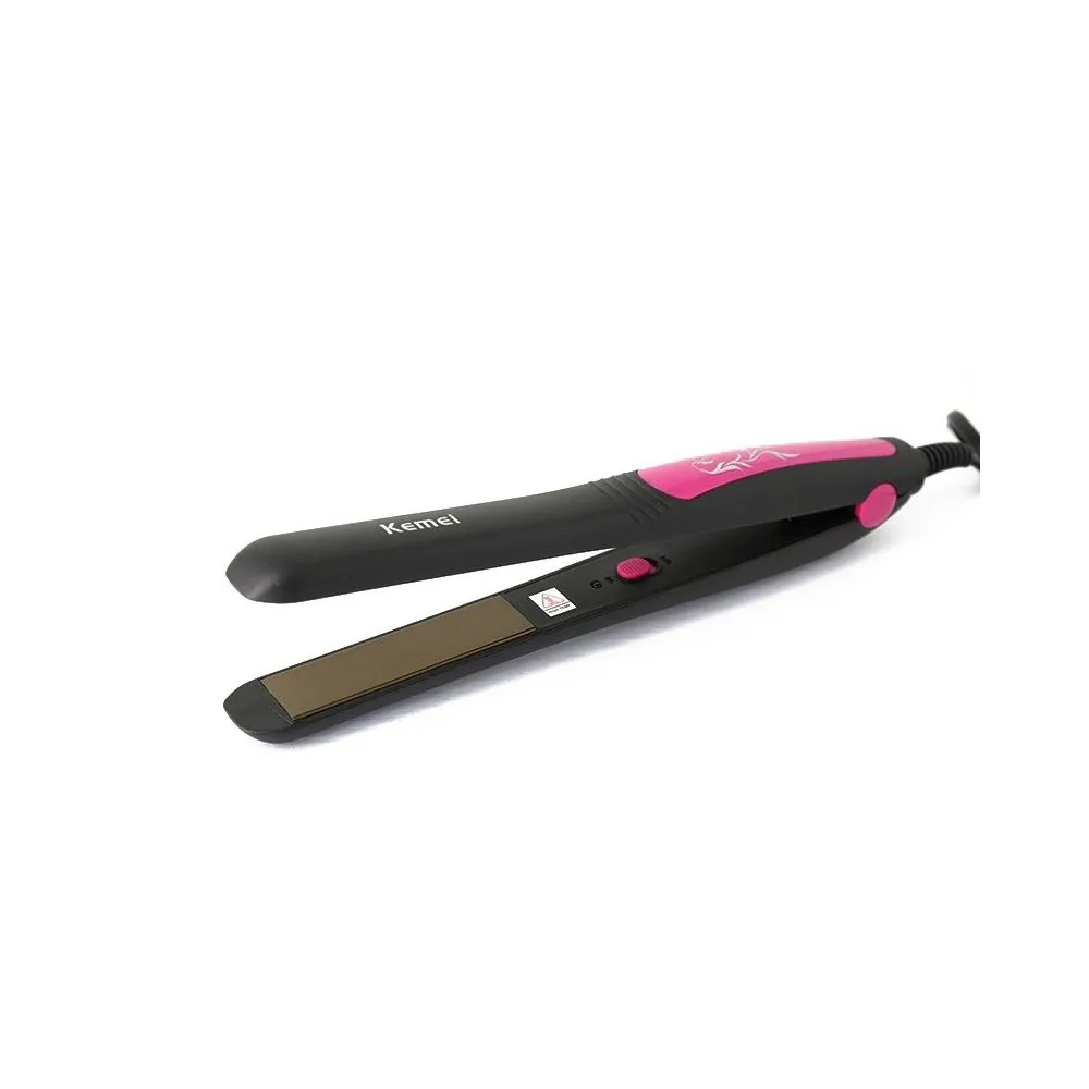 Kemei KM-328 Professional Hair Straightener - Black and Pink