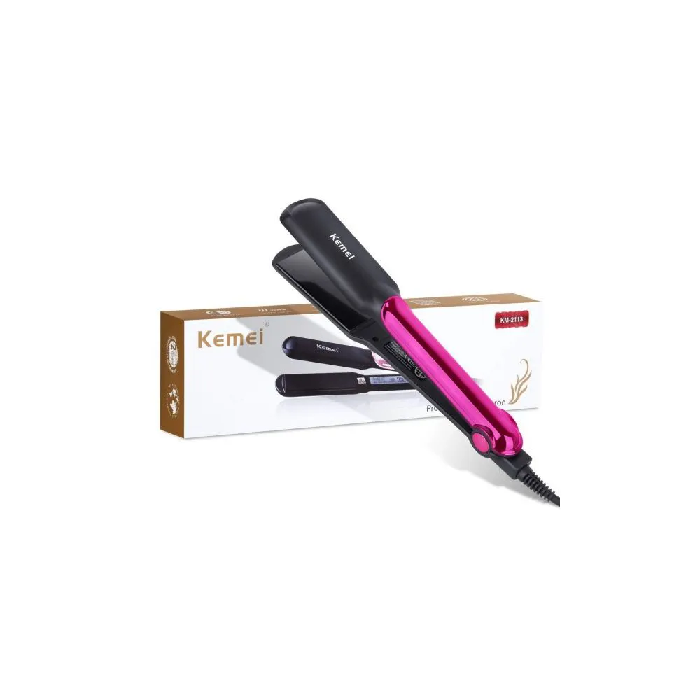 Kemei KM-2113 Hair Straightener Irons-Black and Pink