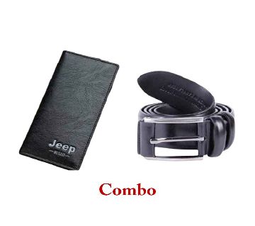 Jeep Artificial Leather Wallet FOR MEN + Artificial leather belt black for men Combo