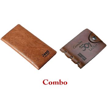Jeep Artificial Leather Wallet FOR MEN + Genuine 501 Brown for men Combo