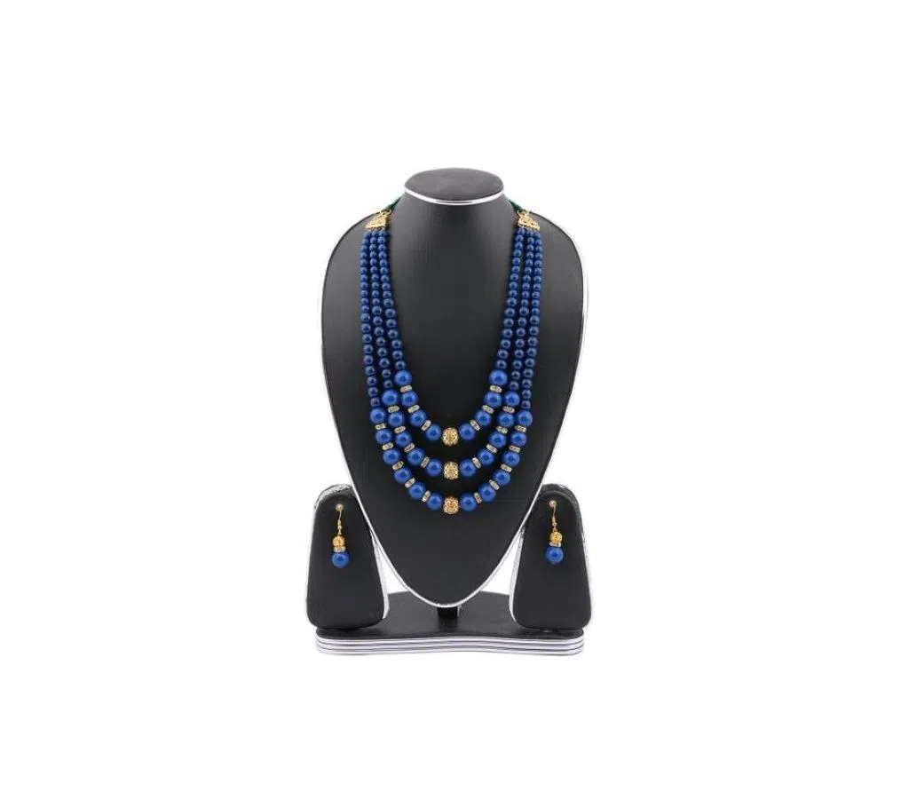deep blue real pearls setting jewellery set(js_09) - rct