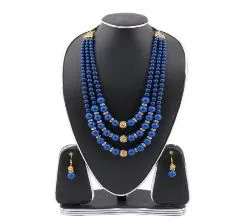 deep blue real pearls setting jewellery set(js_09) - rct