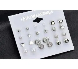 silver 12 pair pack sets earring jewelry set for women -ip 001-ipc