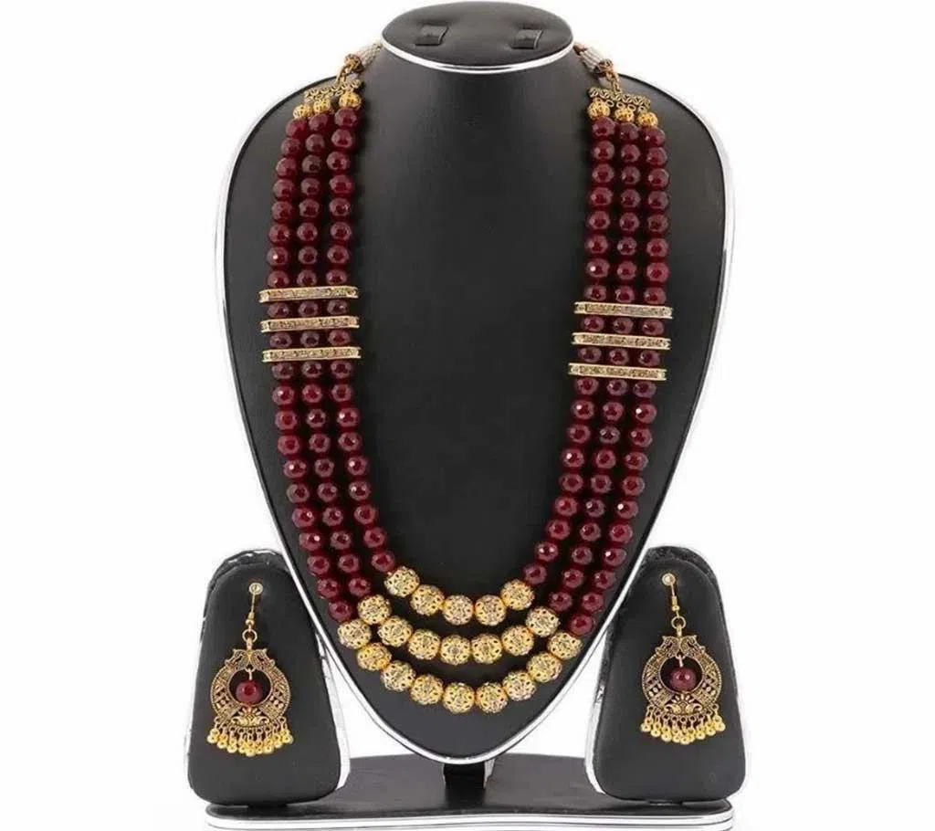red color marble stone setting jaipuri jewellery set(js_02) - rct